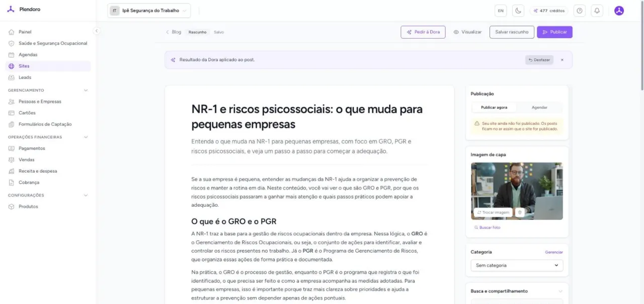 Post de blog escrito pela Dora sobre NR-1 com imagem de capa
